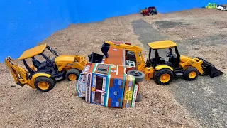 Mini Die Tractor 🚜 and Tata Dump Truck Fully loaded Sand From JCB Backhoe Loader | Accident Dumper