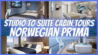 7 Different Cabin Tours NORWEGIAN PRIMA [studio, interior, oceanview, balcony, suite, haven suite]