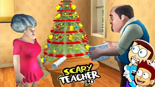 Scary Teacher 3D : Merry Poppers - Christmas update | Shiva and Kanzo Gameplay