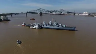 USS Kidd leaves Baton Rouge for repairs, renovation