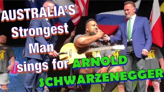 AUSTRALIA'S STRONGEST MAN -  EDDIE WILLIAMS SINGS "LEAN ON ME" for ARNOLD SCHWARZENEGGER