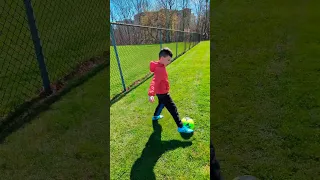 Playing soccer on a cold day