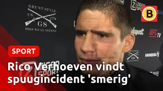 Rico Verhoeven niet vrolijk na spugen van Jamal Ben Saddik tijdens staredown | Omroep Brabant