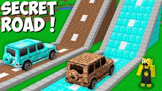 Where does LEAD THE DIAMOND ROAD VS DIRT ROAD in Minecraft ? SECRET CAR ROAD ! #minecraft