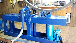 Profile Pipe Bender DIY. Homemade Pipe Bender from jack. Hydraulic Pipe Bender.