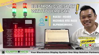LED Production Serial ASCII RS485 Andon Kanban Display with Tower Light Modbus RTU #ledmessageboard