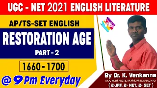 Restoration Age I UGC-NET ENGLISH LITERATURE I AP/TS-SET I JL/PL/DL-ENGLISH I VENKANNA ENGLISH GURU