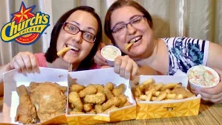 Church's Chicken Fried Chicken, French Fries And Jalapeno Bombers | Gay Family Mukbang (먹방)