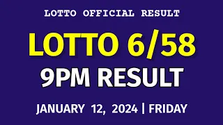 6/58 LOTTO RESULT TODAY 9PM DRAW January 12, 2024 Friday PCSO ULTRA LOTTO 6/58 Draw Tonight