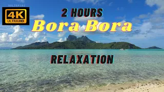 2 Hours of Bora Bora | Relaxing Tropical Ocean Views | Motu Tane, French Polynesia 🇵🇫 | 4K Travel