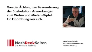 Von der Ächtung zur Bewunderung der Spekulation. Anmerkungen zum Wohn- und Mieten-Gipfel