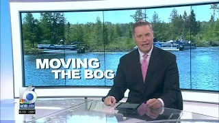 Floating island? Wisconsin community members use personal boats to move giant floating bog