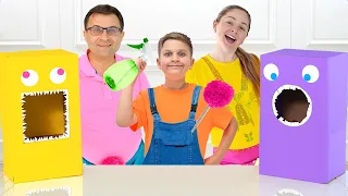 Roma and Oliver - Fun House Cleaning Challenge with Parents