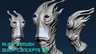 Zbrush alien head concept sculpting