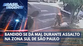 Policial percebe assalto e bandido se dá mal em São Paulo | Brasil Urgente