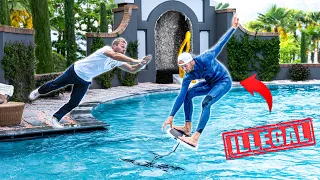 Illegal Pool Surfing In A Luxury Resort