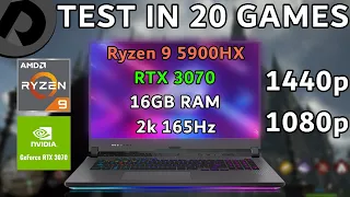 Asus ROG Strix G17 | Ryzen 9 5900HX + RTX 3070 | Test in 20 games | 1440p 1080p