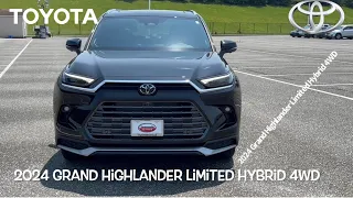 Toyota Grand Highlander Limited Hybrid 4WD. Midnight black metallic+Black Leather and Ultrasuede.