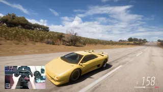 Forza Horizon 5 1997 Lamborghini Diablo SV Top Speed ​​Test Logitech G29 Gameplay