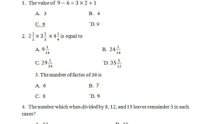 Jawahar Navodaya Vidyalaya Class 6th model paper   2021  Math Part 31   navodaya entrance Exam 2021