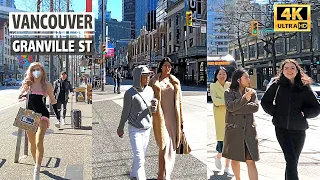 🇨🇦 4K WALK CANADA -  Granville Street Vancouver BC. Amazing Sunny Day!