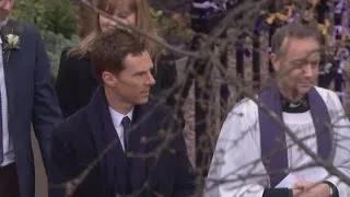 Benedict Cumberbatch and Duchess of Wessex arrive for Richard III service