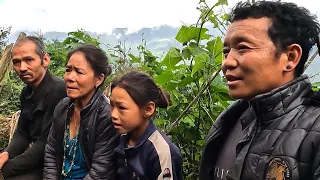 Family in the jungle || we borrow cows from Jungle man || enjoying chicken with jungle man family