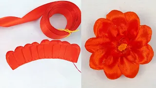 Super Easy 💕 Ribbon Flower making | Easy Sewing Hack | Hand Embroidery Flower