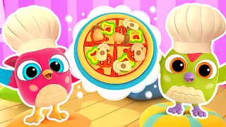 Hop Hop the owl cooks toy pizza! New baby cartoons for kids. Funny stories for babies.