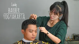 Haircut by Beautiful Lady Barber at Yogyakarta, Indonesia 🔥