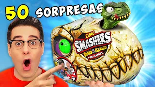 ABRO CABEZA DE DINOSAURIO CON 50 SORPRESAS! 🎁 Zuru Smashers Dino Island T-Rex Battles