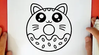 COMO DIBUJAR UNA DONA GATITO KAWAII