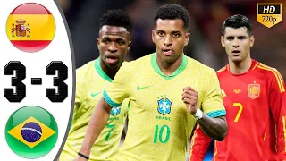 Spain vs Brazil 3-3 Highlights & All Goals 2024 🔥 Rodrygo Goal all football highlights Today HD