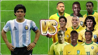 Maradona 🆚 Brazil Legends | (Pele,Neymar,Ronaldo,Ronaldinho,Kaka,Romario,Vinicius)