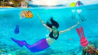 Mermaid trying Crazy Pool Toys Underwater | CloeCouture