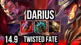 DARIUS vs TWISTED FATE (TOP) | 74% winrate, Legendary, 15/2/7, 6 solo kills | BR Grandmaster | 14.9