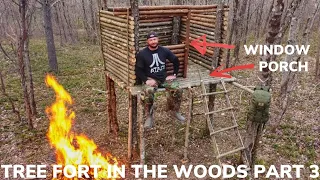 BUILDING A TREE FORT IN THE WOODS PART 3 and TRIPLE BACON SALAD