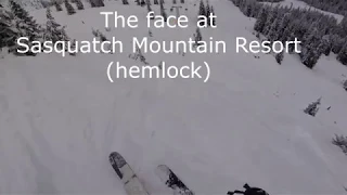 Cliff drops on "The Face" run at Sasquatch Mountain (Hemlock)