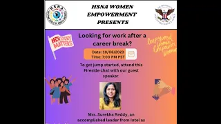 HSNA Women Empowerment presents - Fireside chat: Women back to work