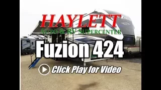 (Sold) 2018 Fuzion 424 Front Porch Luxury Keystone Fifth Wheel Toy Hauler