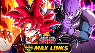 200% LEADER SKILL BUFF! LEVEL 10 LINKS 100% LR HIT & GOD GOKU! (DBZ: Dokkan Battle)