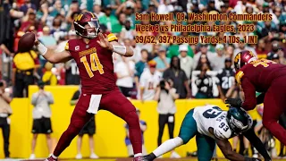 Sam Howell Week 8 Every Drop-Back, Pass, and Run Washington Commanders vs Eagles NFL 2023