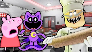 Peppa Pig and CATNAP VS TEAM EVIL PIZZERIA ESCAPE TEAMWORK IN ROBLOX