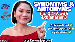 SYNONYM & ANTONYM | CIVIL SERVICE EXAMINATION REVIEWER 2024 | PROFESSIONAL & SUB-PROFESSIONAL LEVEL