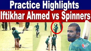 Iftikhar Ahmed and Salman Ali Agha batting against spinners