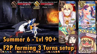 【FGO】Summer 6 - Lvl 90+ 3-Turn Farming - F2P setup w/ Jason & Summer Da Vinci (feat. Waver/Castoria)