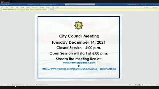 Hermosa Beach City Council Meeting - December 14, 2021