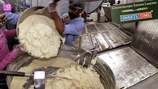 HUGE Kaju Katli Making With Automatic Machines @ Chandigarh Sweets | Verka Sweets, Haldiram