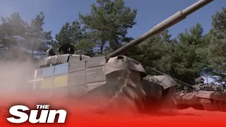 Ukrainian general takes captured Russian tank for a test run