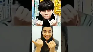 Taehyung and Rashmika finger tutting😍Can you do this🤔yes/no in comments#bts#viral #challenge#shorts
